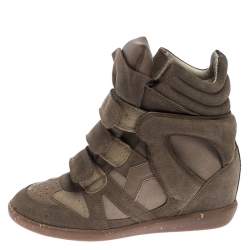 Pre Owned Isabel Marant Beige Suede Bekett Wedge Sneakers Size 37