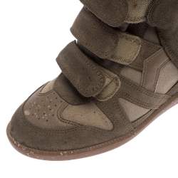 Pre Owned Isabel Marant Beige Suede Bekett Wedge Sneakers Size 37