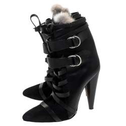Pre Owned Isabel Marant Black Leather And Suede Royston Leather Ankle Boots Size 38