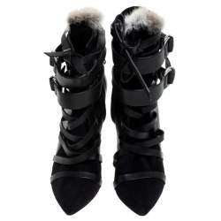 Pre Owned Isabel Marant Black Leather And Suede Royston Leather Ankle Boots Size 38