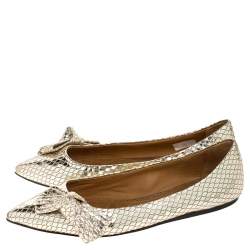 Isabel Marant Metallic Gold Foil Suede Skimmer Pointed Toe Ballet Flats Size 38