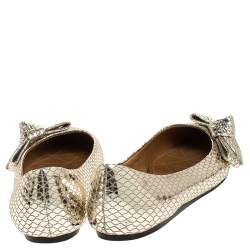 Isabel Marant Metallic Gold Foil Suede Skimmer Pointed Toe Ballet Flats Size 38