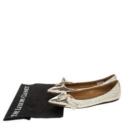 Isabel Marant Metallic Gold Foil Suede Skimmer Pointed Toe Ballet Flats Size 38
