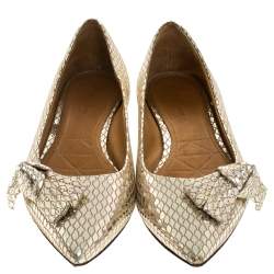 Isabel Marant Metallic Gold Foil Suede Skimmer Pointed Toe Ballet Flats Size 38
