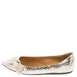 Isabel Marant Metallic Gold Foil Suede Skimmer Pointed Toe Ballet Flats Size 38
