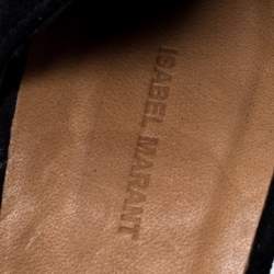 Pre Owned Isabel Marant Black Suede and White Calf Hair Shane Ankle Strap Wedge Sandals Size 38