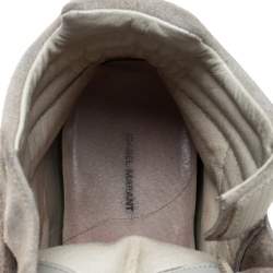 Pre Owned Isabel Marant Grey Suede with Metalllic Red Leather Trim Bekett Wedge Sneakers Size 38