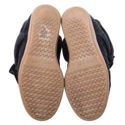 Pre Owned Isabel Marant Black Suede And Leather Bekett Wedge Sneakers Size 36