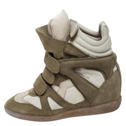 Pre Owned Isabel Marant Beige Suede Bekett Wedge Sneakers Size 37