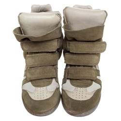Pre Owned Isabel Marant Beige Suede Bekett Wedge Sneakers Size 37