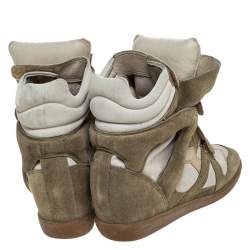 Pre Owned Isabel Marant Beige Suede Bekett Wedge Sneakers Size 37