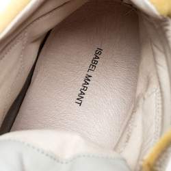 Pre Owned Isabel Marant Yellow/Beige Suede and Canvas Bayley Star Wedge Sneakers Size 37