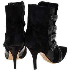 Pre Owned Isabel Marant Black Suede And Pony Hair Pointed Toe Ankle Boots Size 37