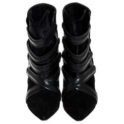 Pre Owned Isabel Marant Black Suede And Pony Hair Pointed Toe Ankle Boots Size 37