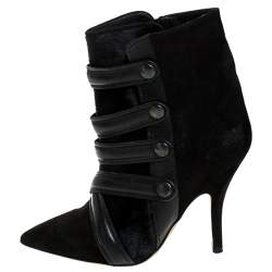 Pre Owned Isabel Marant Black Suede And Pony Hair Pointed Toe Ankle Boots Size 37
