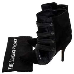 Pre Owned Isabel Marant Black Suede And Pony Hair Pointed Toe Ankle Boots Size 37