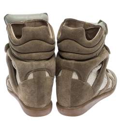 Isabel Marant Beige Suede And Leather Bekett Wedge Sneakers Size 39