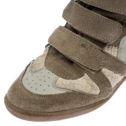 Isabel Marant Beige Suede And Leather Bekett Wedge Sneakers Size 39