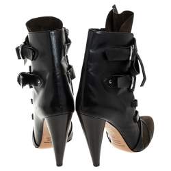 Isabel Marant Black/Green Suede and Leather Royston Buckle Ankle Boots Size 40
