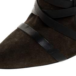 Isabel Marant Black/Green Suede and Leather Royston Buckle Ankle Boots Size 40