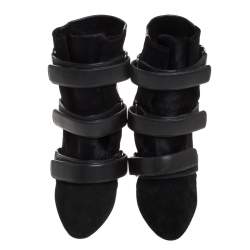 Pre Owned Isabel Marant Black Suede and Leather Scarlet Wedge Boots Size 37