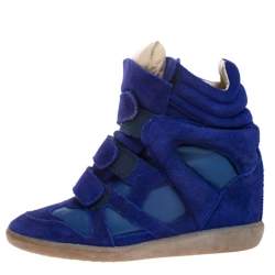 Pre Owned Isabel Marant Blue Suede and Leather Bekett High Top Sneakers Size 38