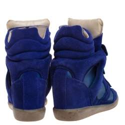 Pre Owned Isabel Marant Blue Suede and Leather Bekett High Top Sneakers Size 38