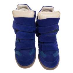 Pre Owned Isabel Marant Blue Suede and Leather Bekett High Top Sneakers Size 38