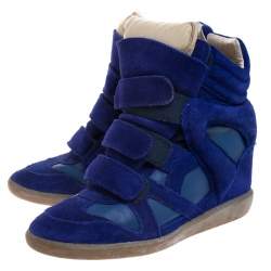 Pre Owned Isabel Marant Blue Suede and Leather Bekett High Top Sneakers Size 38