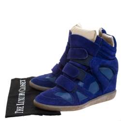Pre Owned Isabel Marant Blue Suede and Leather Bekett High Top Sneakers Size 38