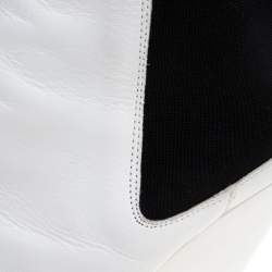 Pre Owned Isabel Marant White Leather And Black Elastic Lashby Ankle Boots Size 40