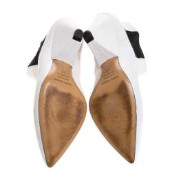 Pre Owned Isabel Marant White Leather And Black Elastic Lashby Ankle Boots Size 40