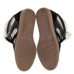 Isabel Marant Tricolor Python Embossed And Suede Leather Bekett Wedge High Top Sneakers Size 39