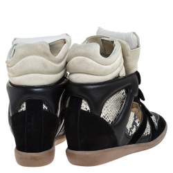 Isabel Marant Tricolor Python Embossed And Suede Leather Bekett Wedge High Top Sneakers Size 39