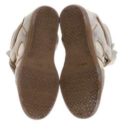 Pre Owned Isabel Marant Grey/Brown Suede And Leather Bekett Wedge Sneakers Size 40