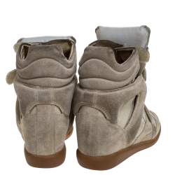 Isabel Marant Light Olive Green Suede Bekett Wedge Sneakers Size 37