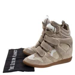 Isabel Marant Light Olive Green Suede Bekett Wedge Sneakers Size 37