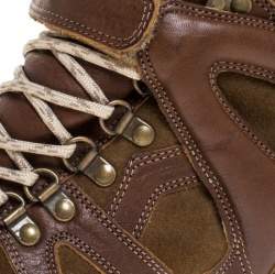 Isabel Marant Brown Leather and Suede Bekett Wedge Sneakers Size 38