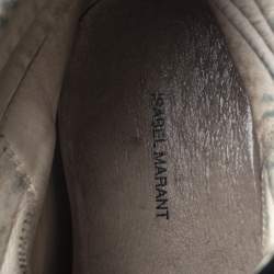 Pre Owned Isabel Marant Black Suede And White Canvas Bekett Wedge Sneakers Size 38