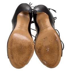 Pre Owned Isabel Marant Black Leather Eyelet Embellished Lace Up Lelie Sandals Size 38