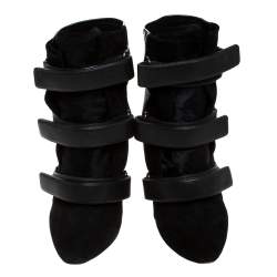 Isabel Marant Black Suede and Leather Scarlet Wedge Boots Size 37