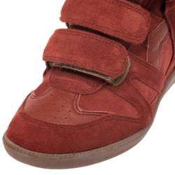 Pre Owned Isabel Marant Red Suede Bekett Wedge Sneakers Size 36