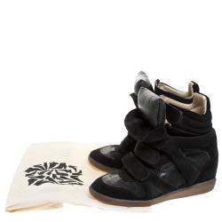 Pre Owned Isabel Marant Black Suede And Leather Bekett Sneakers Size 38
