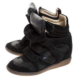 Pre Owned Isabel Marant Black Suede And Leather Bekett Sneakers Size 38