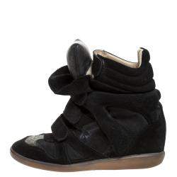 Pre Owned Isabel Marant Black Suede And Leather Bekett Sneakers Size 38