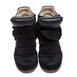 Pre Owned Isabel Marant Black Suede And Leather Bekett Sneakers Size 38