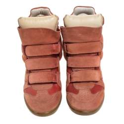 Pre Owned Isabel Marant Indian Red Suede Bekett Wedge Sneakers Size 39