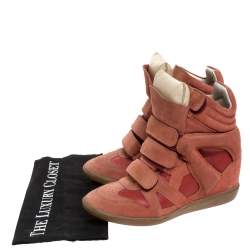 Pre Owned Isabel Marant Indian Red Suede Bekett Wedge Sneakers Size 39
