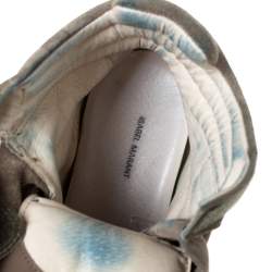 Pre Owned Isabel Marant Olive Green Suede And Leather Trim Bekett Wedge Sneakers Size 37