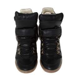 Pre Owned Isabel Marant Black Leather And Suede Trim Tibetan Sneakers Size 37